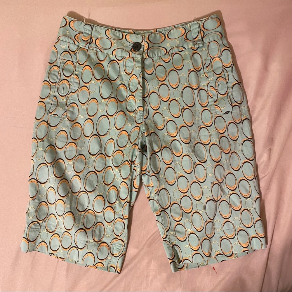 teal vintage print lija golf shorts